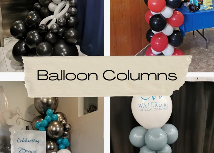 Collage of balloon columns commissioned by previous clients.