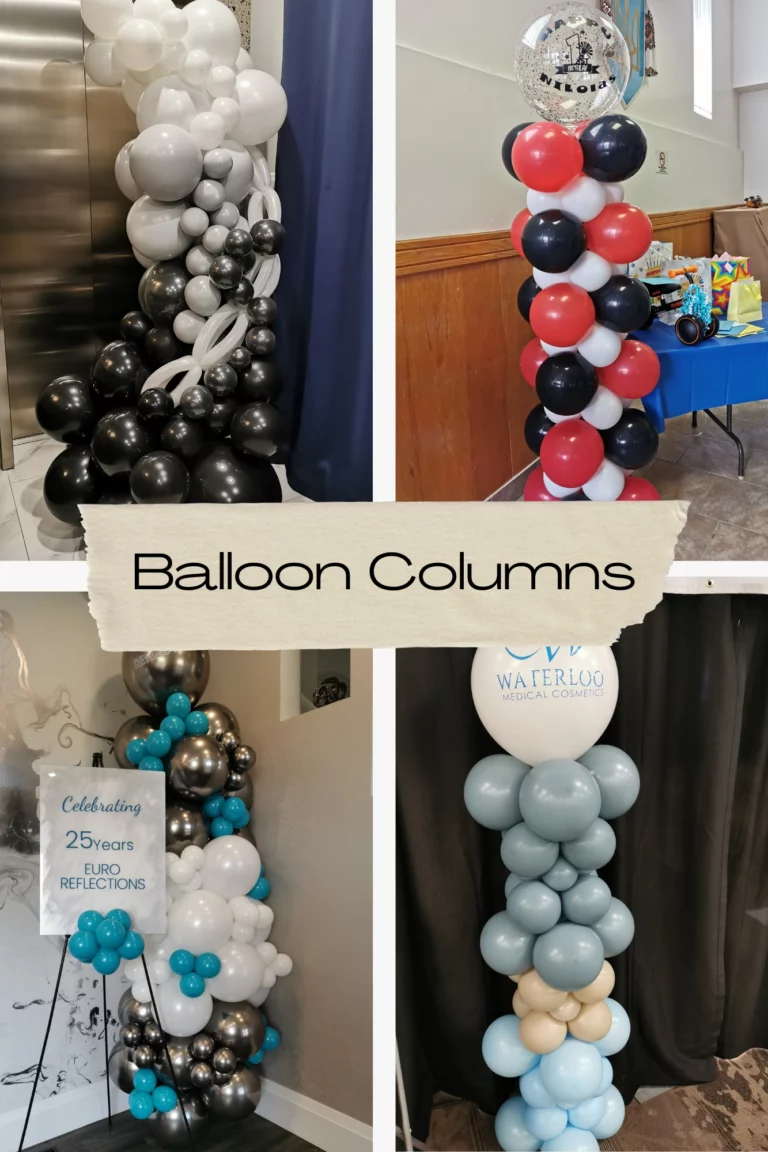 Collage of balloon columns commissioned by previous clients.