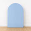 Render of blue arch wall backdrop.
