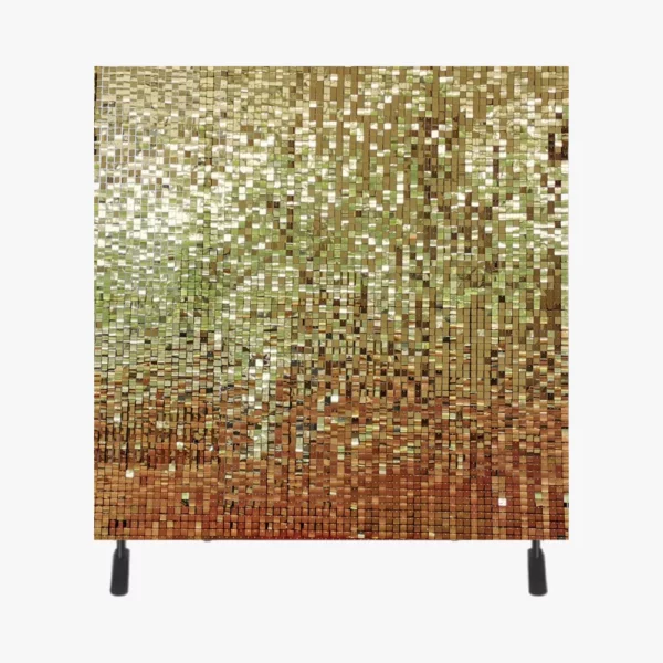 Bare gold shimmer wall against a white background