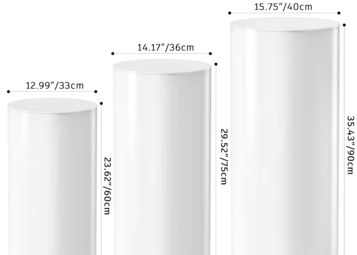 Render of different sized plinths available for rent.