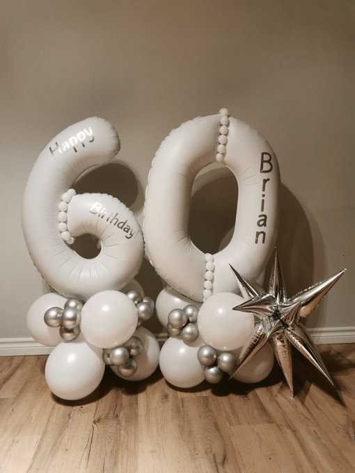 White and silver "60" number stack.