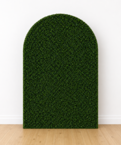 Rendered image of a green boxwood arch wall.