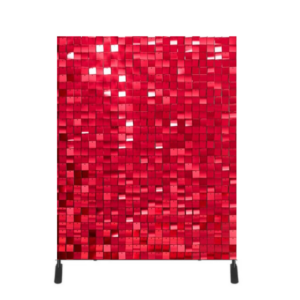 Bare red shimmer wall against a white background