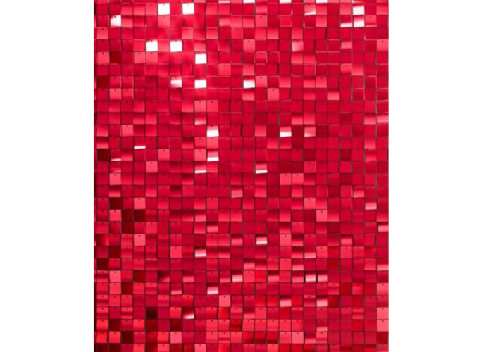 Bare red shimmer wall against a white background