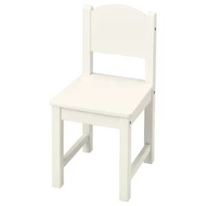 Kids white wooden chair rental.