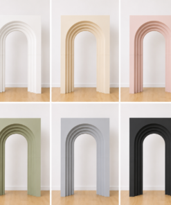 Custom-colour 3D hollow arch backdrop with a layered architectural design for events and photo displays.