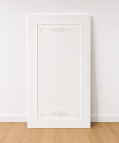 Classic ornate rectangular backdrop with decorative moulding, available painted in the customer’s preferred colour.