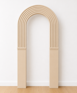 Layered ripple archway backdrop with an open centre, available painted in the customer’s preferred colour.