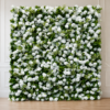 Classic white rose flower wall with dense greenery and realistic white floral accents.