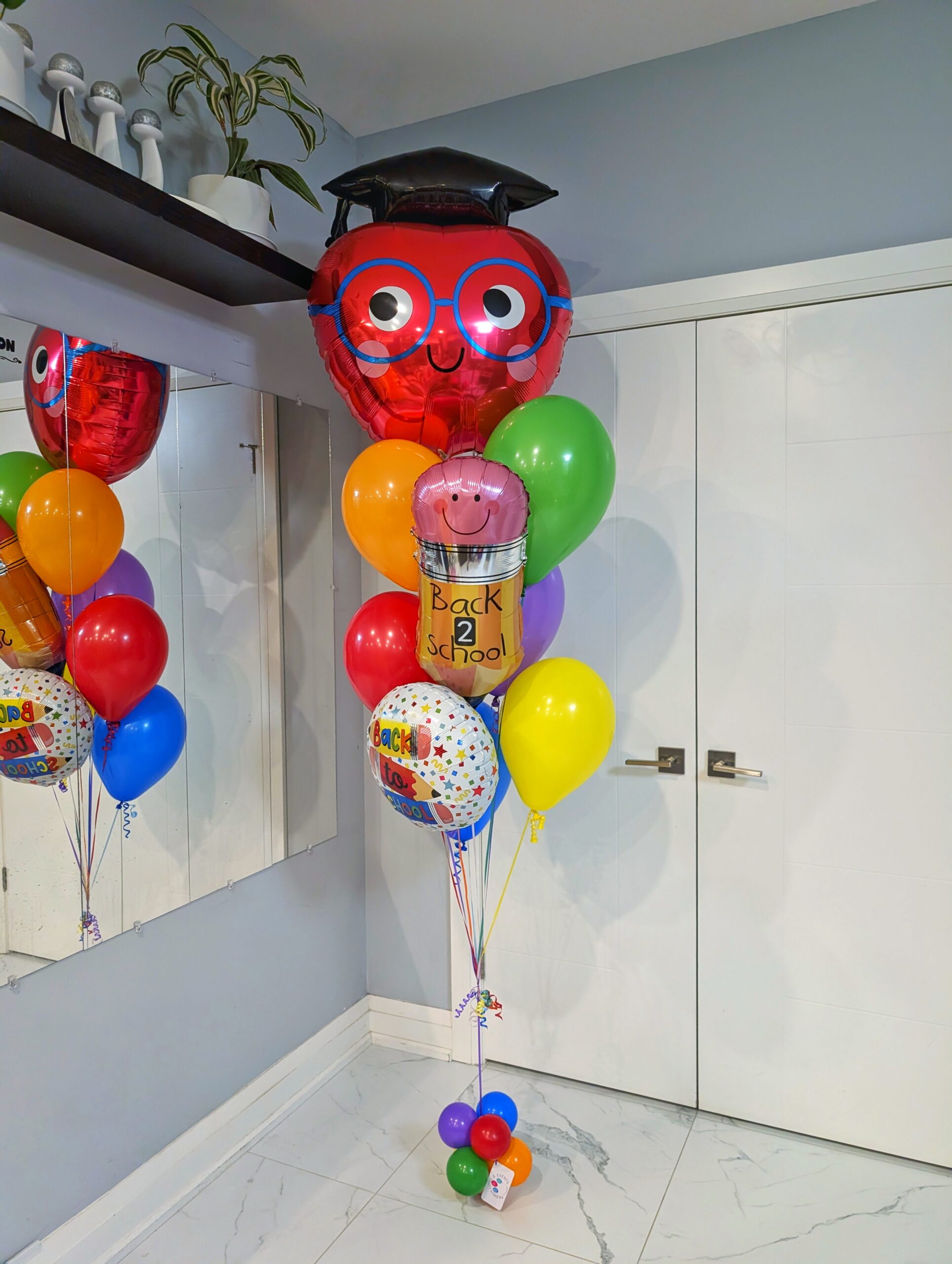 Smart Start Apple Balloon Bouquet with pencil, school foil and colourful latex balloons.